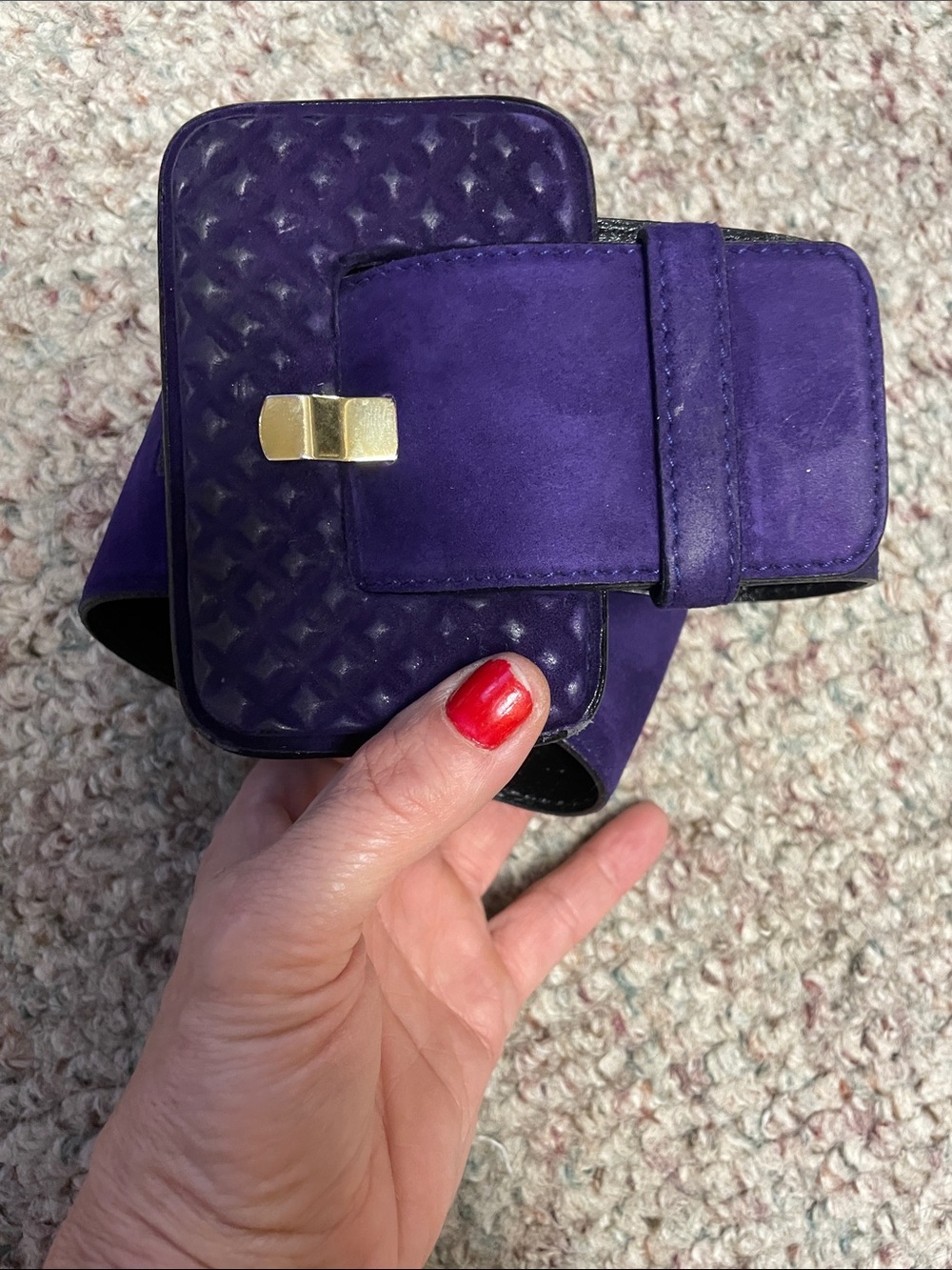 Vintage 90s Escada studded texture buckle purple suede oversized belt